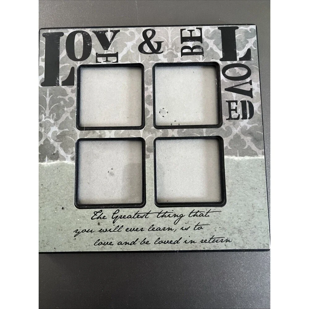 Love & Be Loved Picture Frame (4 Pictures) Gray & Black Free Standing